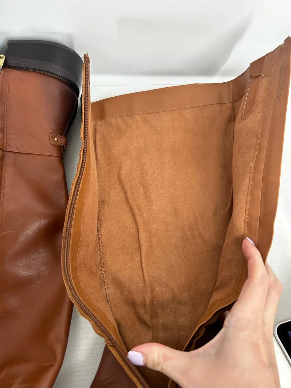 Sam Edelman Mable Women's Tall Riding Boots side zip Rich Cognac size 7.5 M